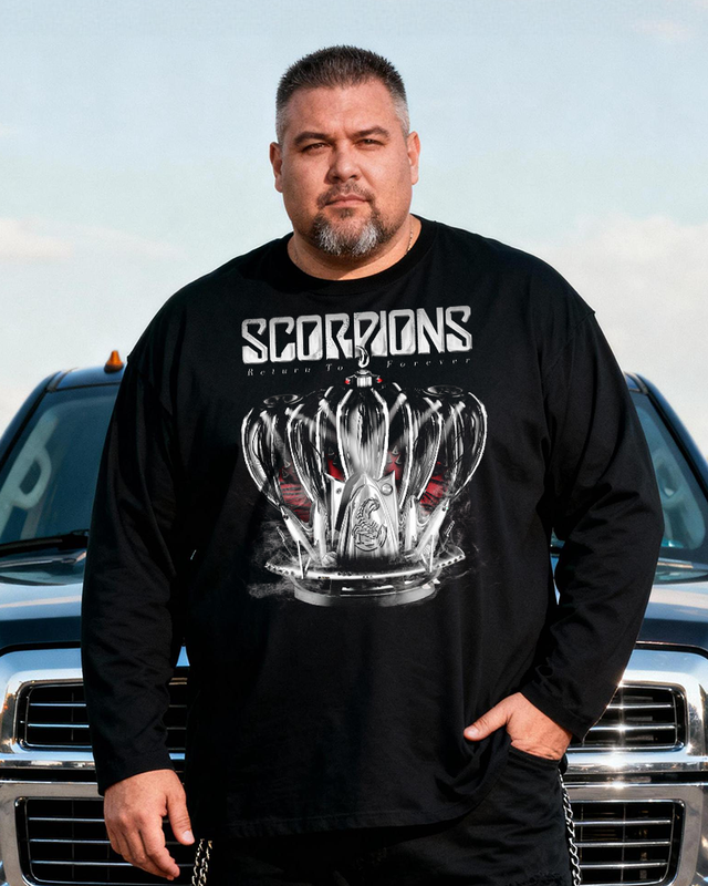 SCORPIONS Men's Big & Tall Long Sleeve Cotton T-Shirt
