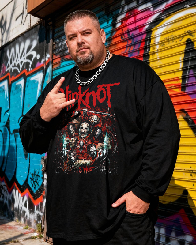SLIPKNOT Men's Big & Tall Long Sleeve Cotton T-Shirt