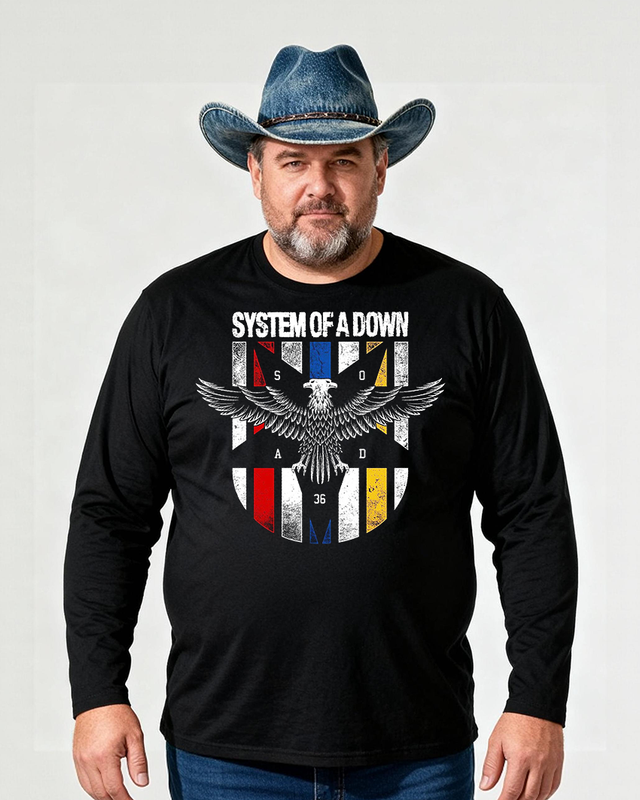 SYSTEM OF A DOWN Men's Big & Tall Long Sleeve Cotton T-Shirt