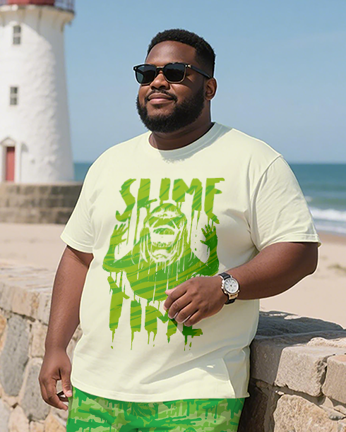 Slime  Men's Plus Size T-Shirt & Shorts Suit