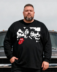 THE ROLLING STONES Men's Big & Tall Long Sleeve Cotton T-Shirt