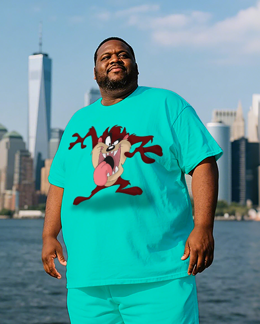 Taz-Mania Men's Plus Size T-Shirt & Shorts Suit