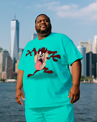Taz-Mania Men's Plus Size T-Shirt & Shorts Suit