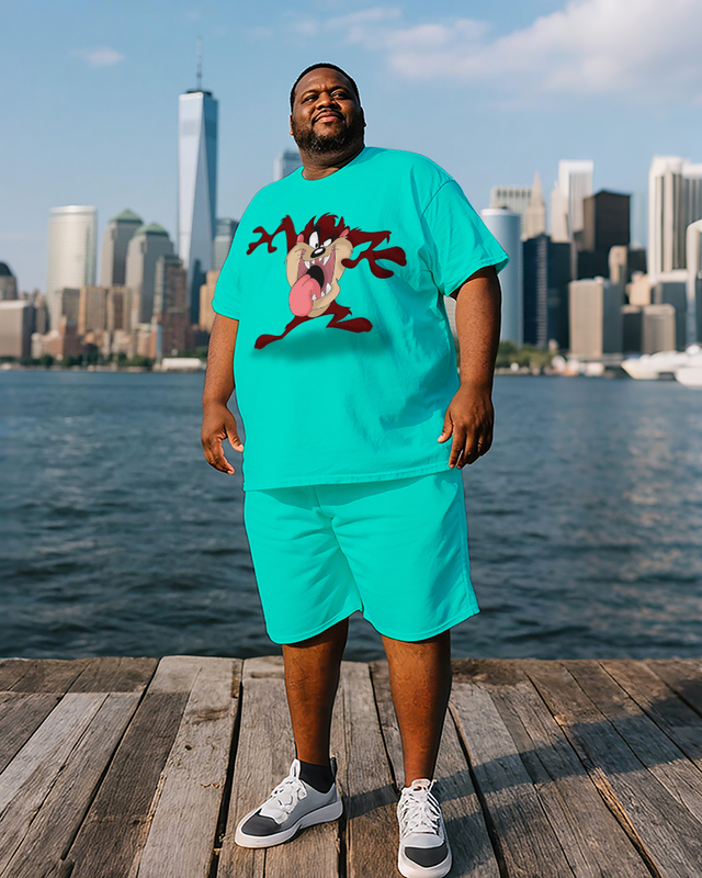 Taz-Mania Men's Plus Size T-Shirt & Shorts Suit