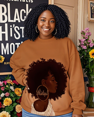 Thankful Afro Girl Women's Plus Size Sweatshirts