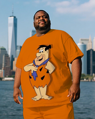 The Flintstones Men's Plus Size T-Shirt & Shorts Suit