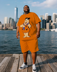The Flintstones Men's Plus Size T-Shirt & Shorts Suit