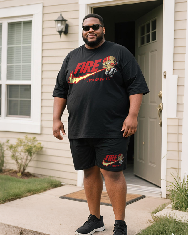 YOGAFLAME Men's Plus Size T-Shirt & Shorts Suit
