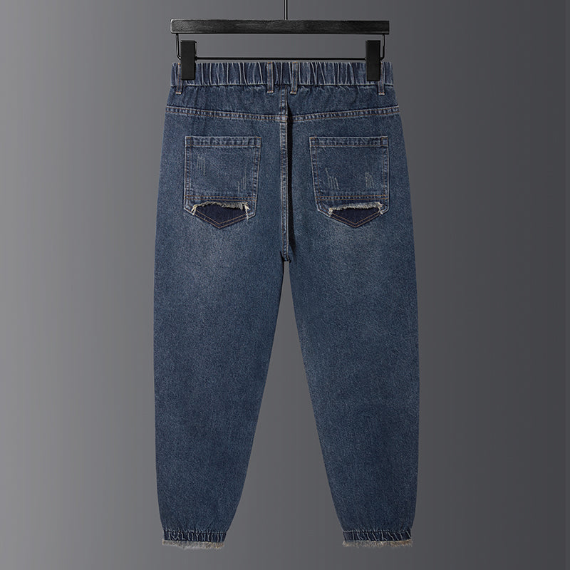 Plus Size Men's Ripped Patch Hip Hop Jeans