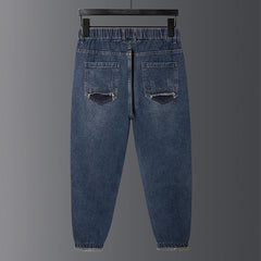 Plus Size Men's Ripped Patch Hip Hop Jeans