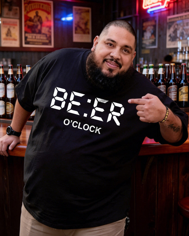 BEER O'CLOCK Men's Plus Size Short Sleeve T-Shirt