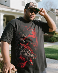 Black Wolf of The Red Moon Men's Big & Tall Short Sleeve T-Shirt