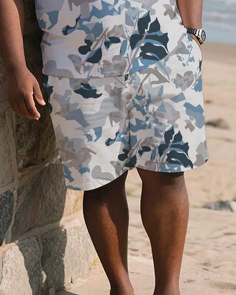 Camouflage Men's Plus Size T-Shirt & Shorts Suit