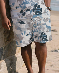 Camouflage Men's Plus Size T-Shirt & Shorts Suit