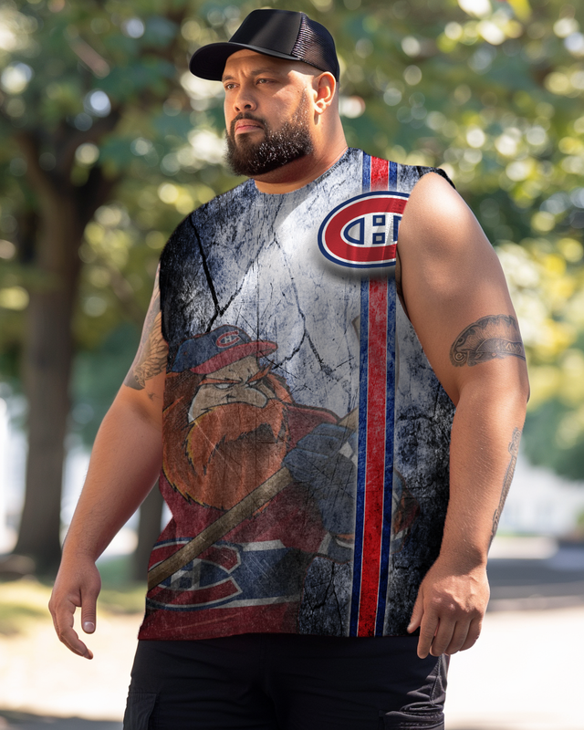 T-shirt sans manches imprimé grande taille pour homme