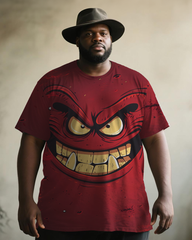 Cartoon Face Men's Plus Size Short Sleeve T-Shirt