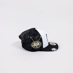 NEW ERA EXCLUSIVE A-FRAME WHITE/BLACK LOS ANGELES DODGERS MESHBACK W/ 50TH ANNIVERSARY SIDE PATCH