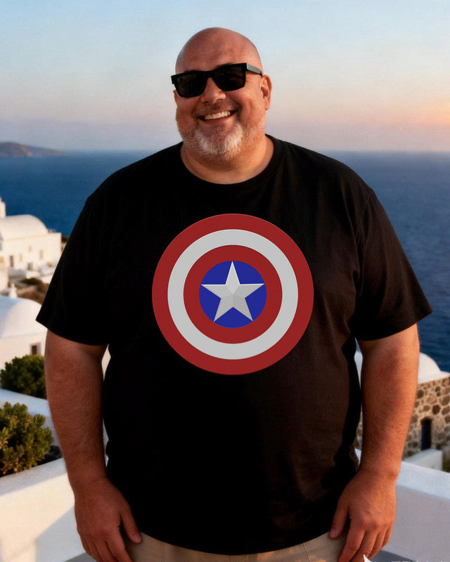 Dark Captain America Men's Big & Tall 100% Cotton T-Shirt