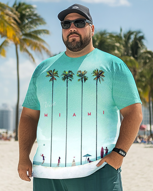 Ensemble T-shirt grande taille pour homme Miami Palm Beach, costume décontracté pour homme 