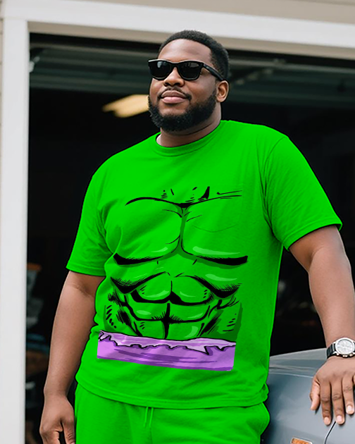 hulk Men's Plus Size T-Shirt & Shorts Set