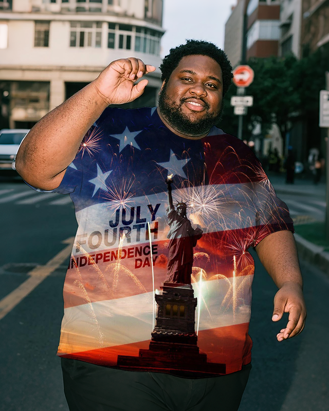 Independence Day  USA Men's Plus Size Short Sleeve T-Shirt
