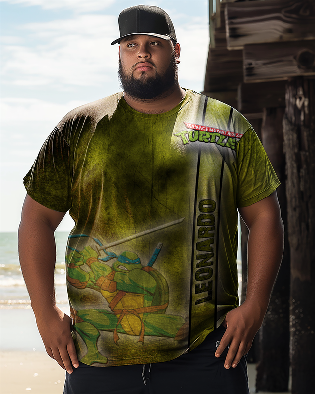 T-shirt imprimé à manches courtes pour hommes, grande taille