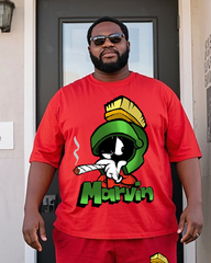 Martian Men's Plus Size T-Shirt & Shorts Suit