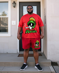 Martian Men's Plus Size T-Shirt & Shorts Suit