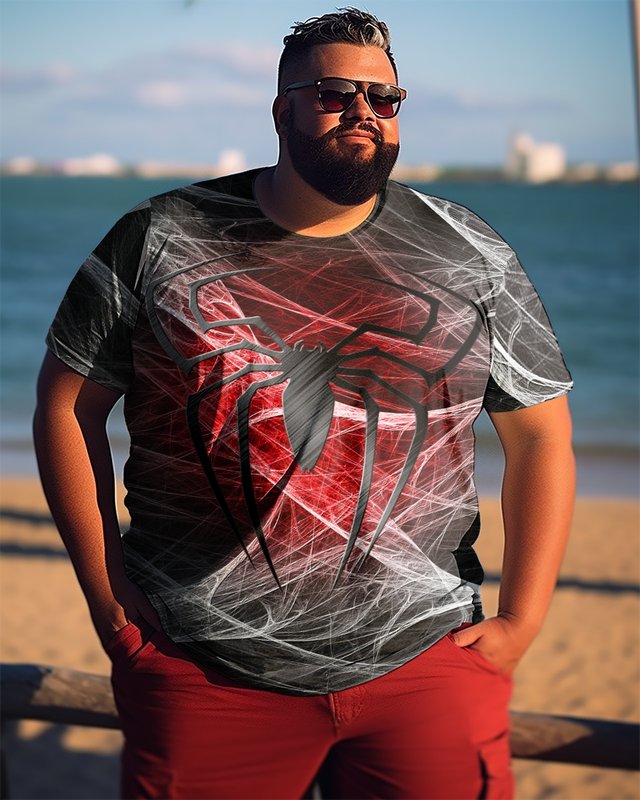 T-shirt imprimé à manches courtes pour hommes, grande taille