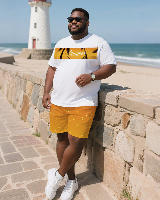 Tropical Art  Men's Plus Size T-Shirt & Shorts Suit