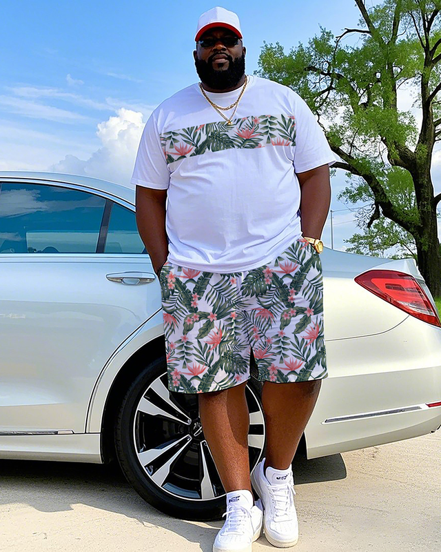 Tropical Art Men's Plus Size T-Shirt & Shorts Suit