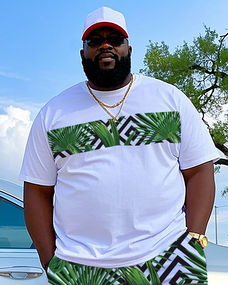 Tropical Art Men's Plus Size T-Shirt & Shorts Suit
